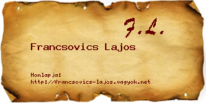 Francsovics Lajos névjegykártya